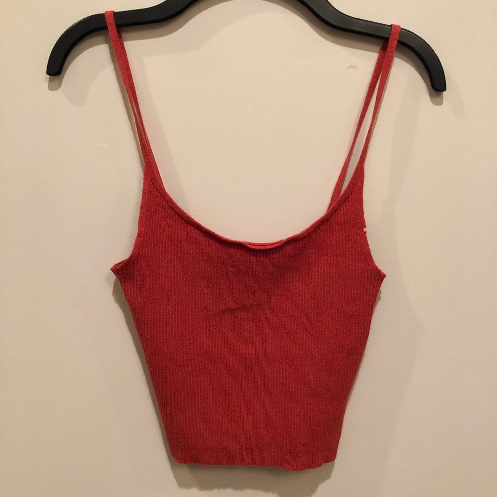 Ribbed Cropped Cami (Red)